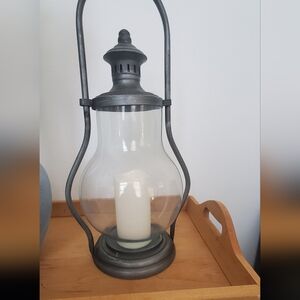 Elegant Gray Lantern Candle Holder